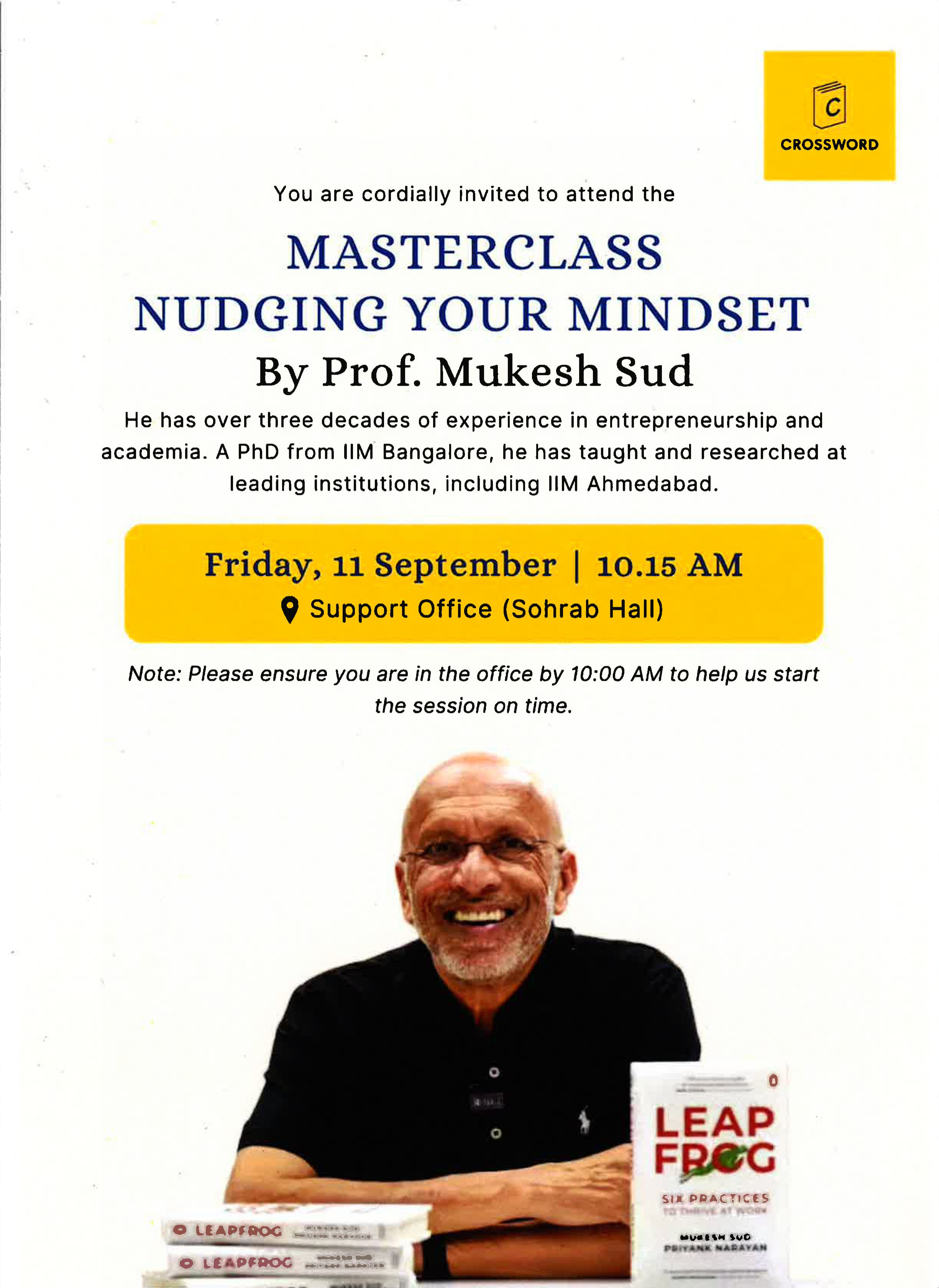 Nudging Your Mindset — Masterclass at Crossword